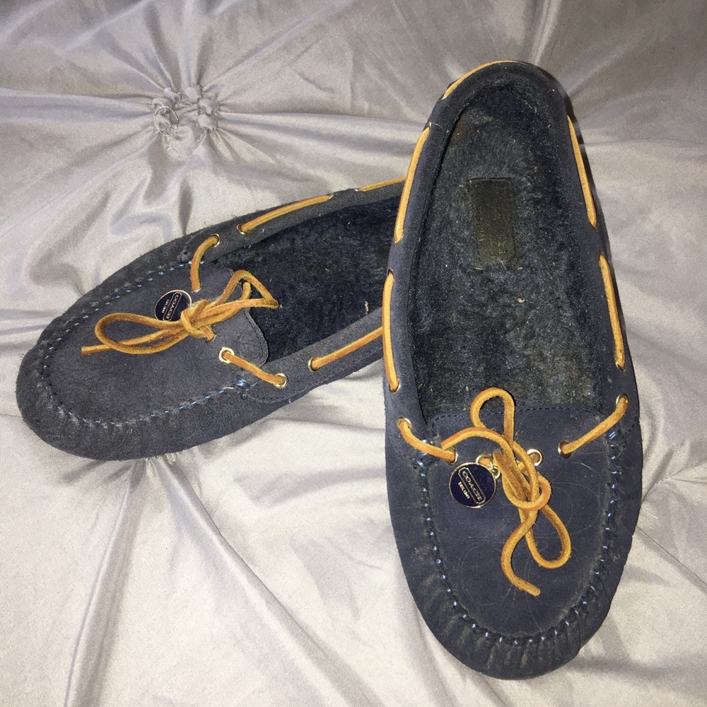 Suede Coach Moccasins in Navy Sz. 9 / 10 W